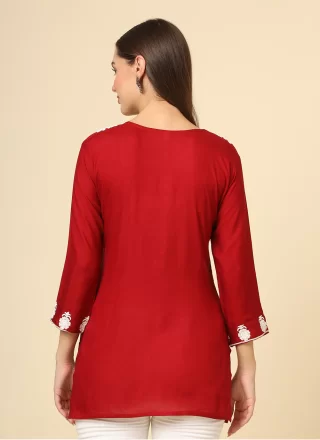 Red Rayon Casual Kurti