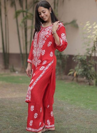 Red Pure Chiffon Kurti and Red Pure Chiffon Tunic Online Shopping