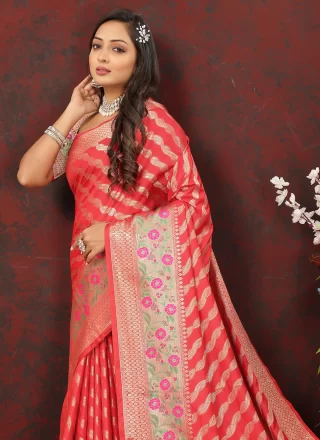 Red Silk Contemporary Saree