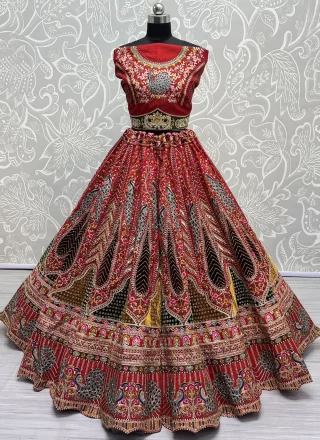 Red Silk Dori, Embroidered, Thread and Zari Work Lehenga Choli for Bridal