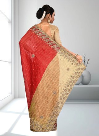 Red Uppada Silk Classic Saree with Hand Work