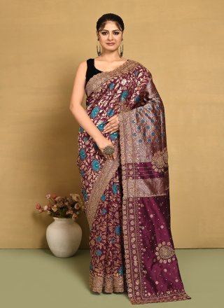 Regal Wine Kanjivaram Silk Contemporary Saree