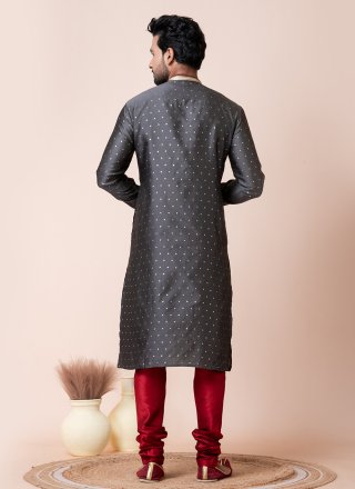 Renowned Grey Silk Kurta Pyjama