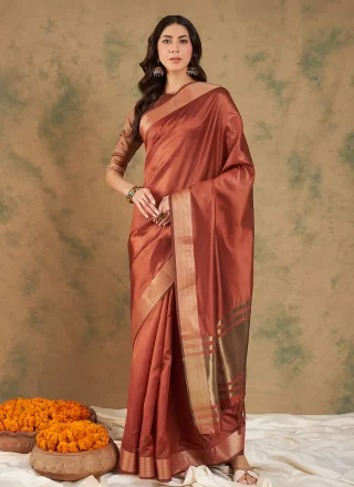 Rust Cotton Classic Sari