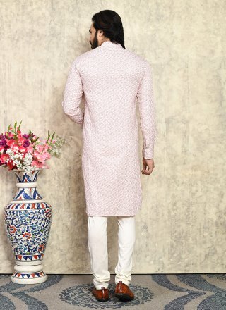 Rust Cotton Lycra Kurta Pyjama In Plain