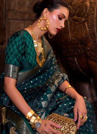 Satin Silk Trendy Saree with Weaving Work