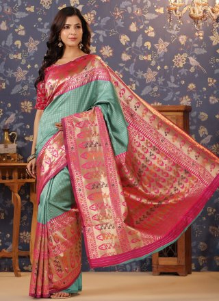 Sea Green Banarasi Silk Designer Sari