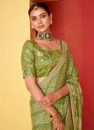 Sea Green Chiffon Classic Sari