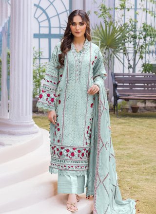 Sea Green Georgette Pakistani Salwar Suit with Embroidered Work