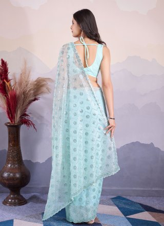 Sea Green Net Trendy Saree