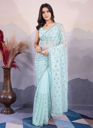 Sea Green Net Trendy Saree