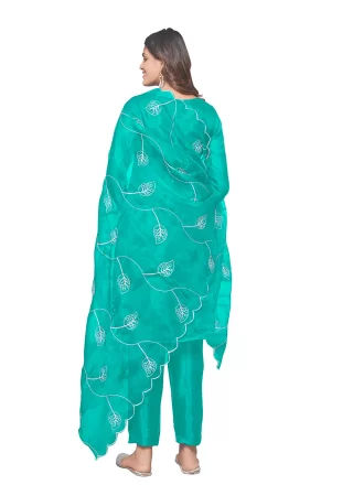 Sea Green Organza Pant Style Suit