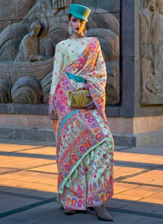 Sea Green Organza Weaving Work Contemporary Saree for Women