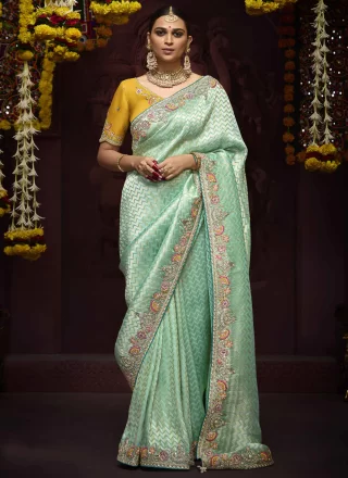 Sensible Aqua Blue Kanjivaram Silk Classic Sari