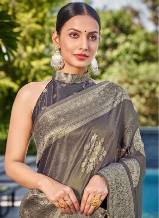 Shimmer Classic Sari In Grey