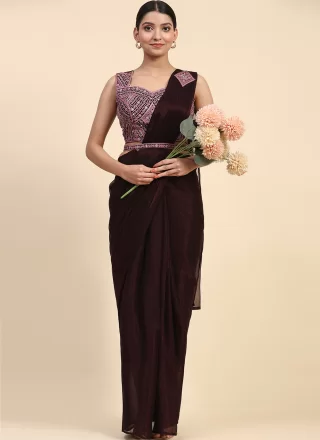 Shimmer Contemporary Saree In Brown