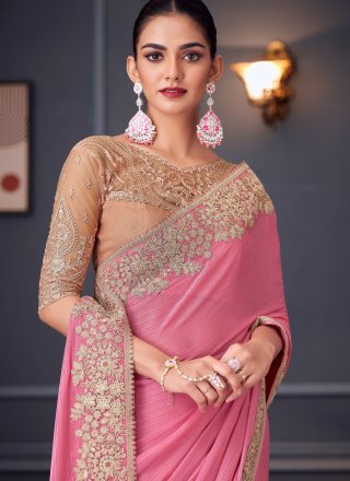 Shimmer Contemporary Saree In Pink