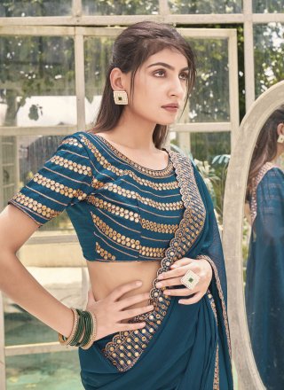 Shimmer Contemporary Saree In Teal