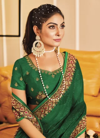 Shimmer Traditional Saree In Green