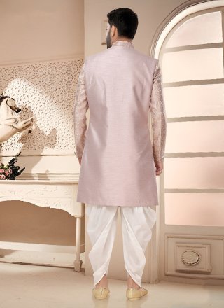 Sightly Pink Silk Sherwani Mens Wear