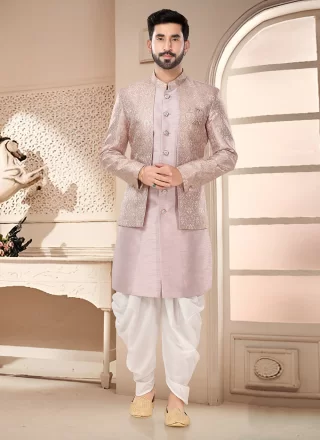 Sightly Pink Silk Sherwani Mens Wear