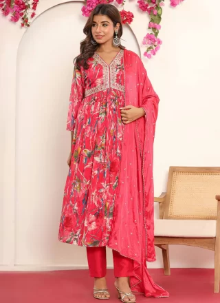 Silk Blend Salwar Suit In Pink