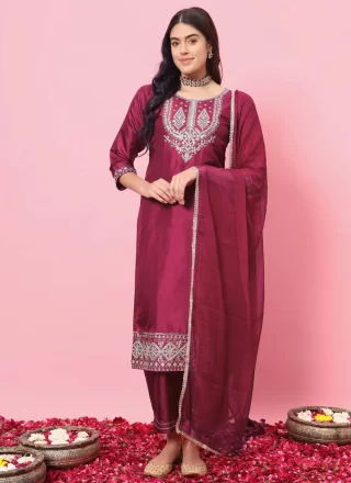 Silk Blend Salwar Suit In Pink