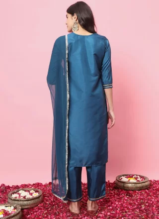 Silk Blend Salwar Suit In Teal