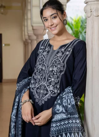 Silk Blend Salwar Suit with Embroidered Work