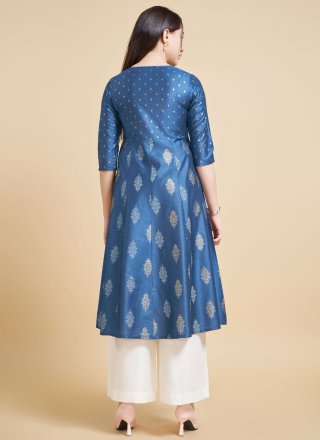 Silk Casual Kurti In Blue