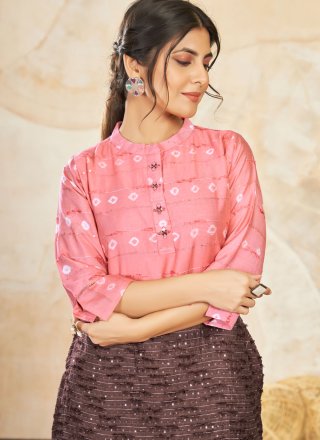 Silk Casual Kurti In Pink