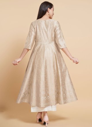 Silk Casual Kurti with Foil Print Work