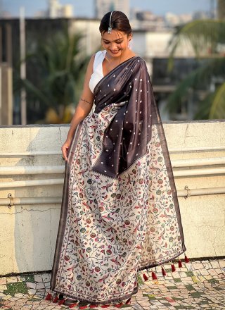 Silk Casual Sari In Black