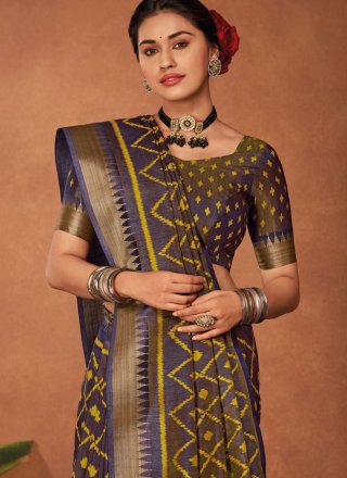 Silk Classic Saree with Print Work