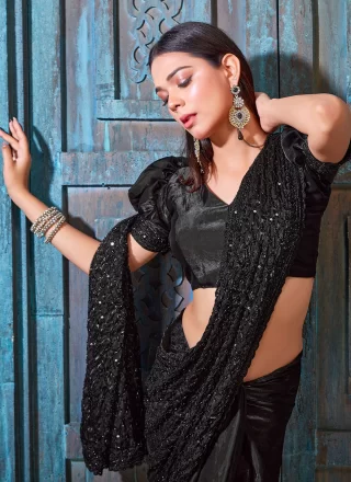 Silk Classic Sari In Black