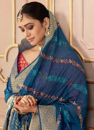 Silk Classic Sari In Blue
