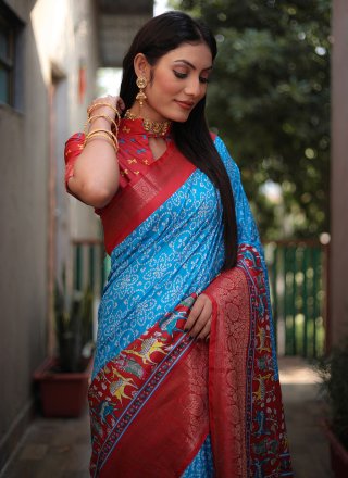 Silk Classic Sari In Blue