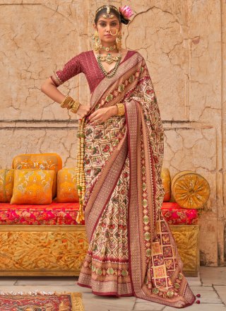 Silk Classic Sari In Cream