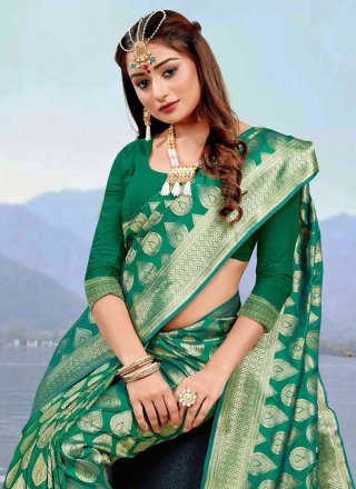 Silk Classic Sari In Green