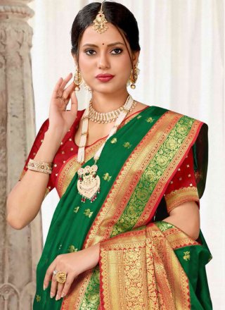 Silk Classic Sari In Green