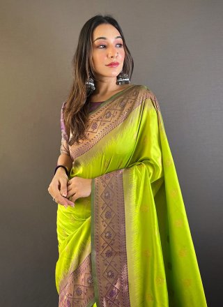 Silk Classic Sari In Green