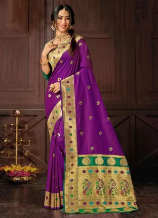 Silk Classic Sari In Purple