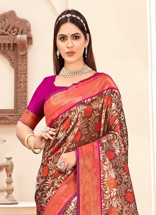 Silk Classic Sari In Purple