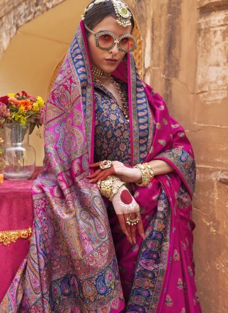 Silk Classic Sari In Rani