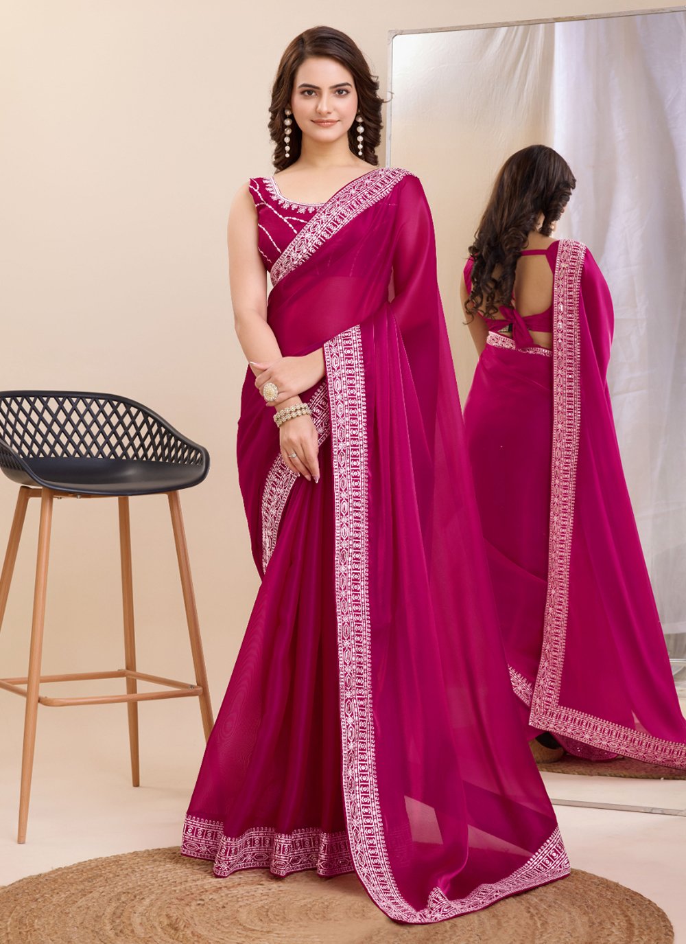 silk classic sari with embroidered work 282231