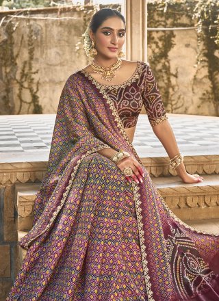 Silk Classic Sari with Foil Print and Hand Work