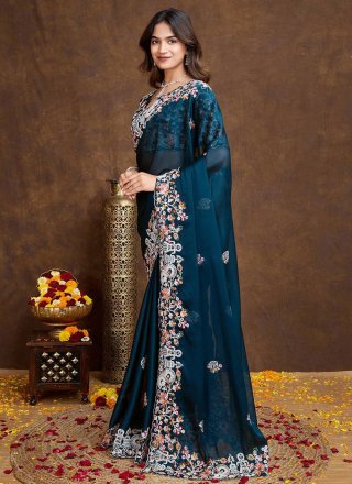 Silk Contemporary Saree In Morpeach
