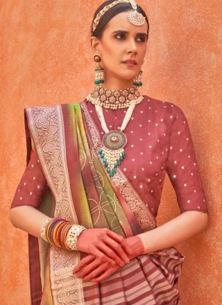 Silk Contemporary Saree In Multi Colour