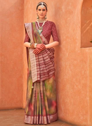 Silk Contemporary Saree In Multi Colour