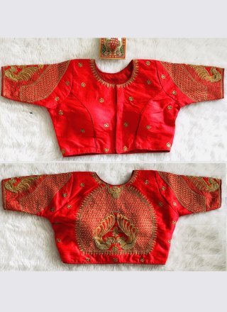 Silk Designer Blouse In Red